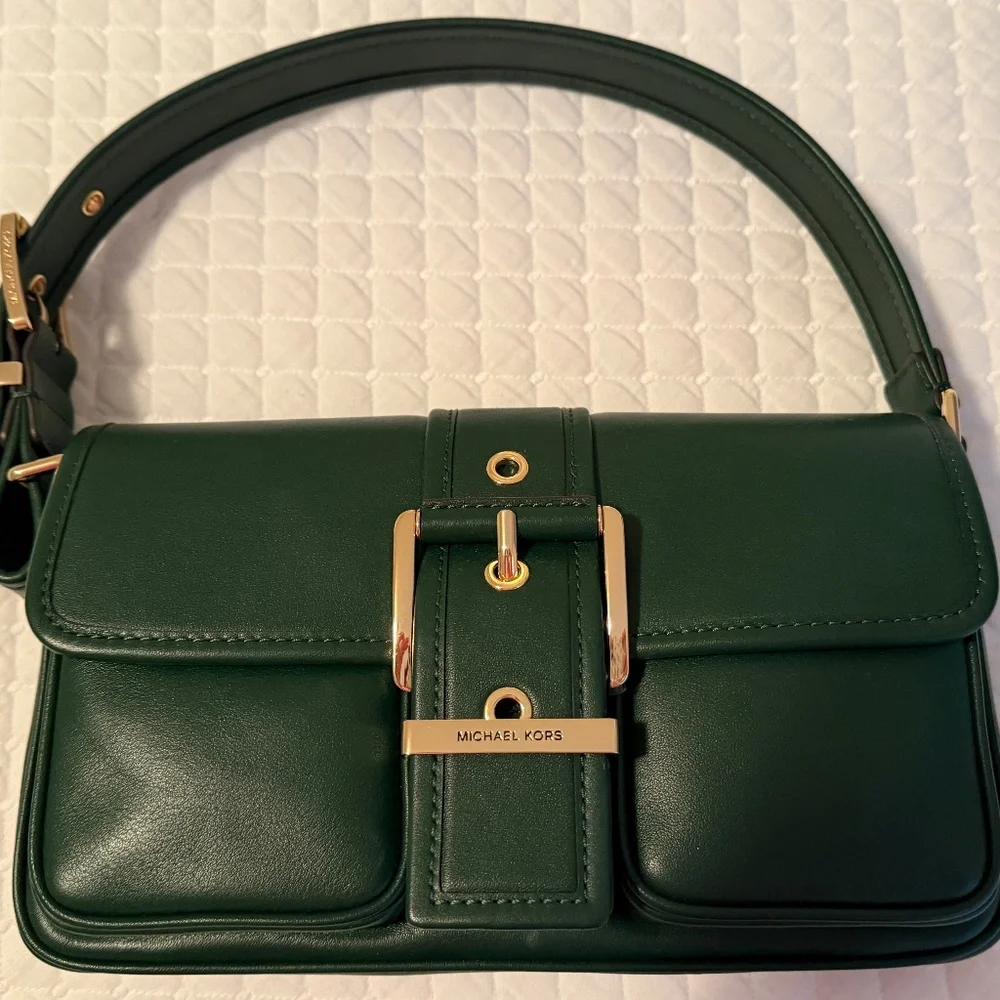 Michael Kors Colby Medium Shoulder Bag in Bosco (Green) - Picture 7 of 11